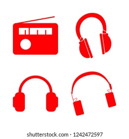 [IconsCount] listen vector set. With radio and headphones icons in set