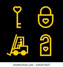[IconsCount] lock vector set. With doorknob, key and autocar icons in set