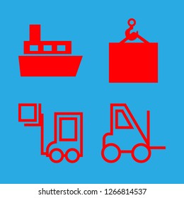 [IconsCount] logistics vector set. With cargo, vessel and forklift icons in set