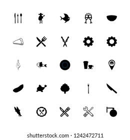 [IconsCount] lunch vector set. With plate spoon and fork, mexican and food icons in set