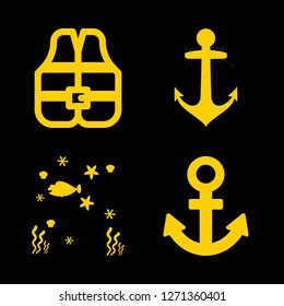[IconsCount] marine vector set. With lifejacket, aquarium and anchor icon icons in set