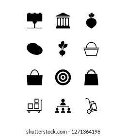 [IconsCount] market vector set. With shopping basket, referral and bag icons in set