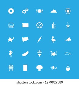 [IconsCount] meal vector set. With hamburger, burger marker and mexican icons in set