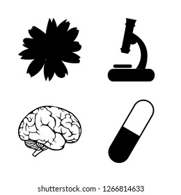 [IconsCount] medicine vector set. With brain, chamomile and microscope icons in set
