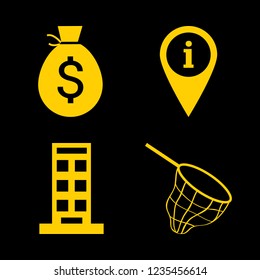 [IconsCount] mesh vector set. With information pin, net and money bag icon icons in set