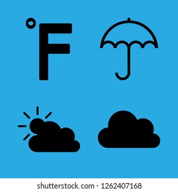 [IconsCount] meteorology vector set. With cloud and sun, cloud and temperature icons in set
