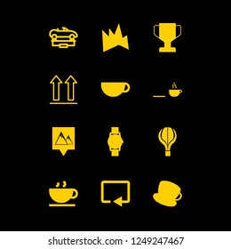 [IconsCount] morning vector set. With cups, tea and park icons in set