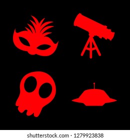 [IconsCount] mystery vector set. With alien, carnival mask and telescope icons in set