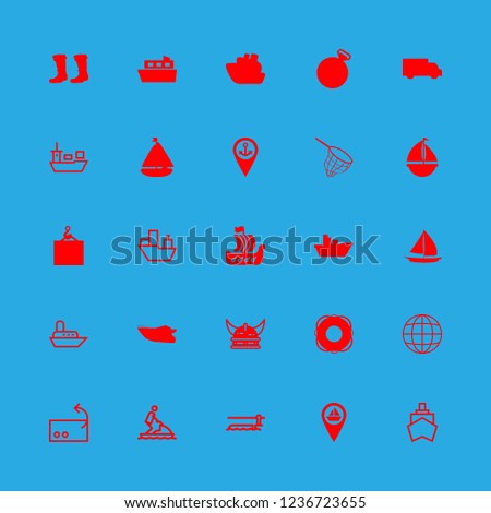 [IconsCount] nautical vector set. With mooring point, yacht and boats icons in set