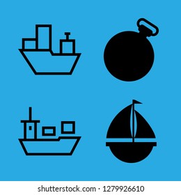 [IconsCount] nautical vector set. With yacht, compass and ship icons in set