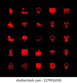 [IconsCount] network vector set. With antenna, video player and signal icons in set
