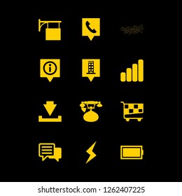 [IconsCount] network vector set. With building pin, old phone and signal icons in set