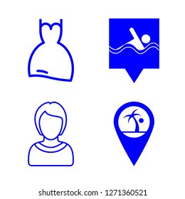 [IconsCount] nice vector set. With wedding dress, girl and beach pin icons in set