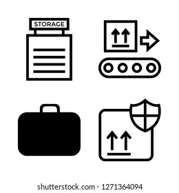 [IconsCount] packing vector set. With fragile, case bag and storage icons in set