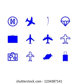 [IconsCount] plane vector set. With parachute, airplane and helicopter icons in set