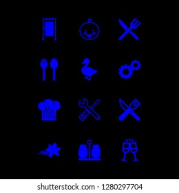 [IconsCount] plate vector set. With goose, fork and spoon and chef icons in set
