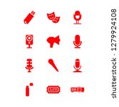[IconsCount] presentation vector set. With theater, speaker and microphone icons in set