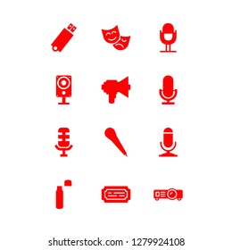 [IconsCount] presentation vector set. With theater, speaker and microphone icons in set