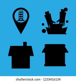 [IconsCount] residential vector set. With building location, house and laundry icons in set