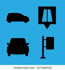 [IconsCount] road vector set. With sport car, car and sign icons in set