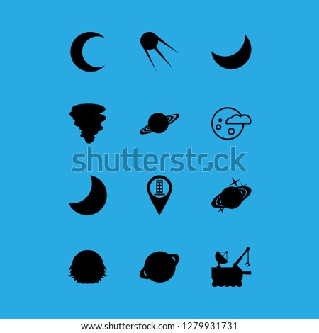 [IconsCount] satellite vector set. With asteroid, planet and moon rover icons in set