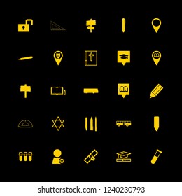 [IconsCount] school vector set. With star of david, police station pin and locker icons in set