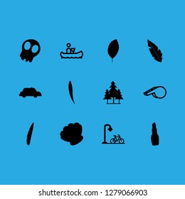 [IconsCount] shadow vector set. With forest, sea pearl and pirogue icons in set