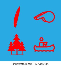 [IconsCount] shadow vector set. With pirogue, whistle and forest icons in set