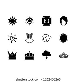[IconsCount] shine vector set. With heaven, crown and spotlight icons in set