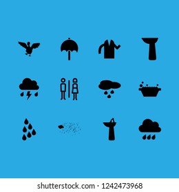 [IconsCount] shower vector set. With bathrobe, washbasin and rain icons in set