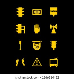 [IconsCount] signal vector set. With antenna, hand and traffic light icons in set