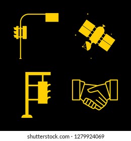 [IconsCount] signal vector set. With traffic light, antenna and hand icons in set