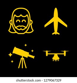 [IconsCount] silhouette vector set. With telescope, helicopter and air plane icons in set