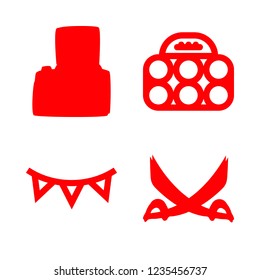 [IconsCount] silver vector set. With swords, petanque and garland icons in set