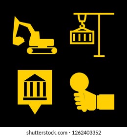 [IconsCount] site vector set. With search, museum location and crane icons in set