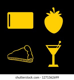 [IconsCount] slice vector set. With sliced board, cocktail cup and pizza icons in set