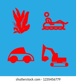 [IconsCount] soil vector set. With wheelbarrow, float and excavator icons in set