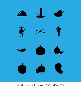 [IconsCount] spice vector set. With onion, hot peppers and mexican icons in set
