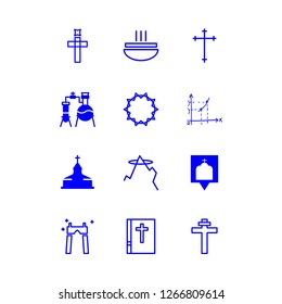 [IconsCount] spiritual vector set. With geometry, crown of thorns and bible icons in set