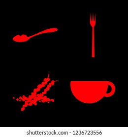 [IconsCount] spoon vector set. With spoon and eat, tea and fork icons in set