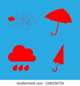 [IconsCount] storm vector set. With rain and umbrella icons in set