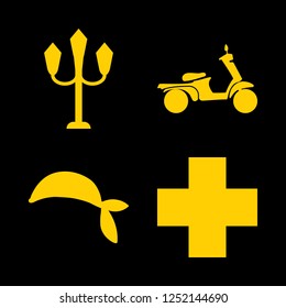 [IconsCount] street vector set. With pharmacy sign, street light and kerchief icons in set