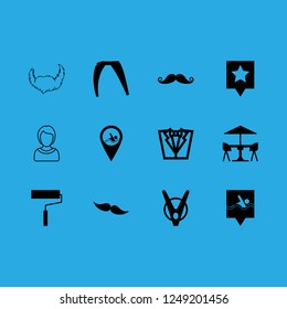 [IconsCount] stylish vector set. With trousers, star pin and roller icons in set