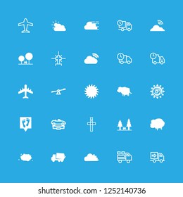 [IconsCount] sunlight vector set. With cloud and sun, park and cow icons in set