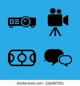 [IconsCount] team vector set. With conversation, football field and film icons in set