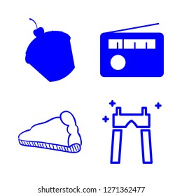 [IconsCount] top vector set. With pizza, sweet cerry and radio icons in set