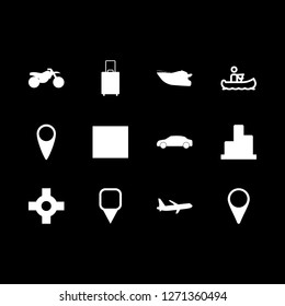 [IconsCount] trip vector set. With suitcase, air plane and road icons in set