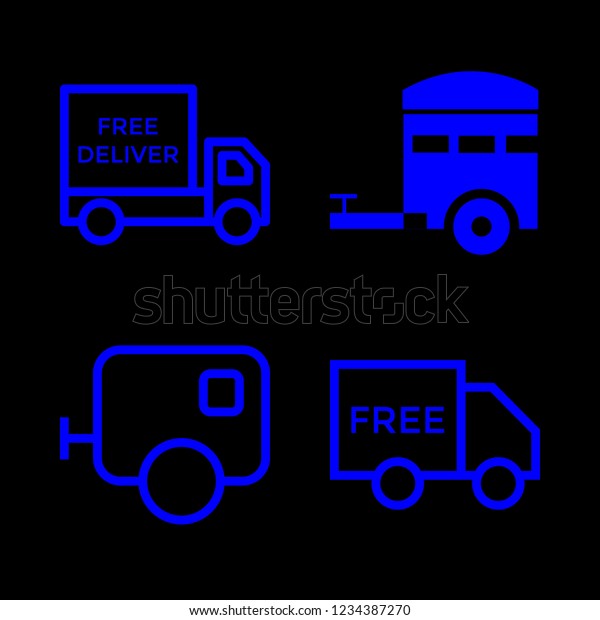 [IconsCount] van vector set. With caravan,
delivery truck and trailer icon icons in
set