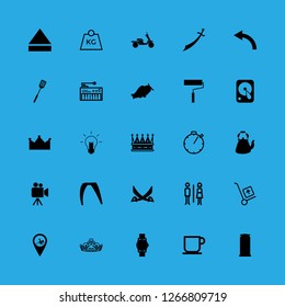 [IconsCount] vintage vector set. With film, crown and phone booth icons in set