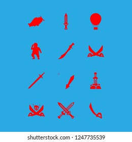 [IconsCount] war vector set. With excalibur, soldier and sword icons in set